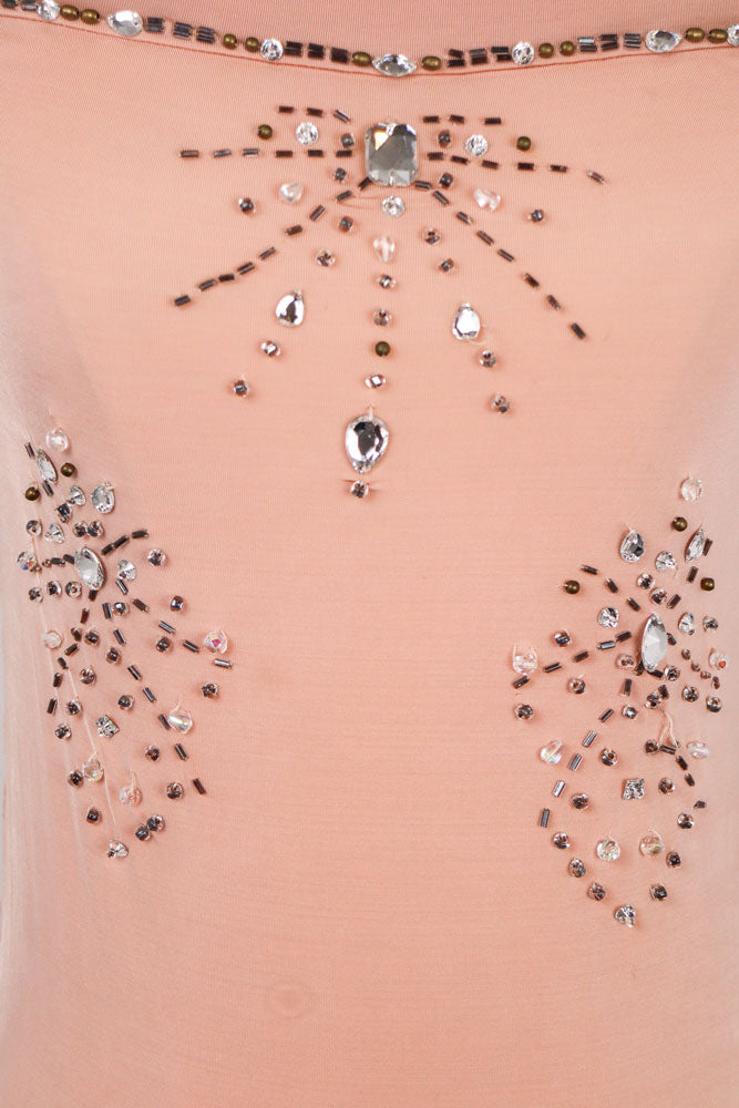 Cristinaeffe 2000s Pink Off-Shoulder Rhinestone Top – S