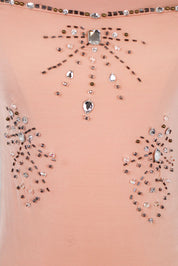 Cristinaeffe 2000s Pink Off-Shoulder Rhinestone Top – S