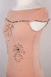 Cristinaeffe 2000s Pink Off-Shoulder Rhinestone Top – S