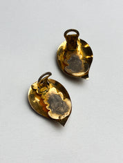 Vintage Gold Ribbed Teardrop Clip-On Earrings