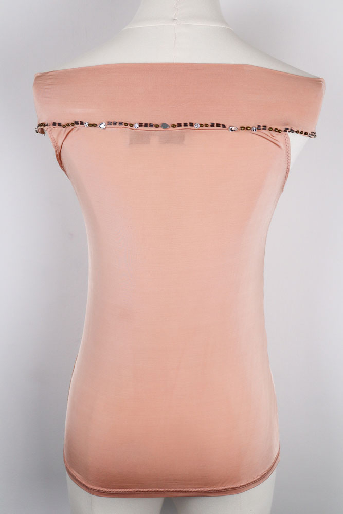 Cristinaeffe 2000s Pink Off-Shoulder Rhinestone Top – S
