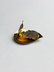 Vintage Gold Ribbed Teardrop Clip-On Earrings