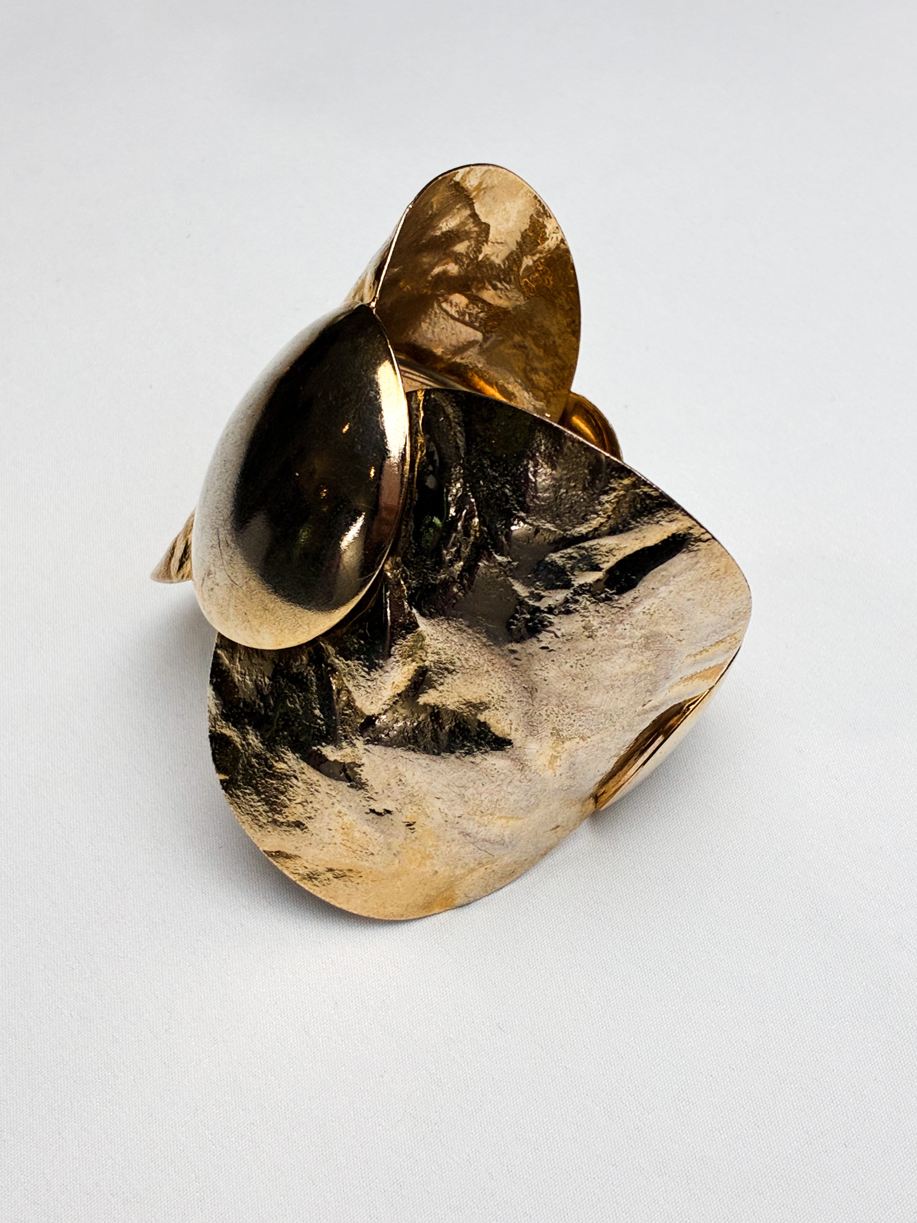 Vintage Gold Hammered Clamper Cuff Bracelet