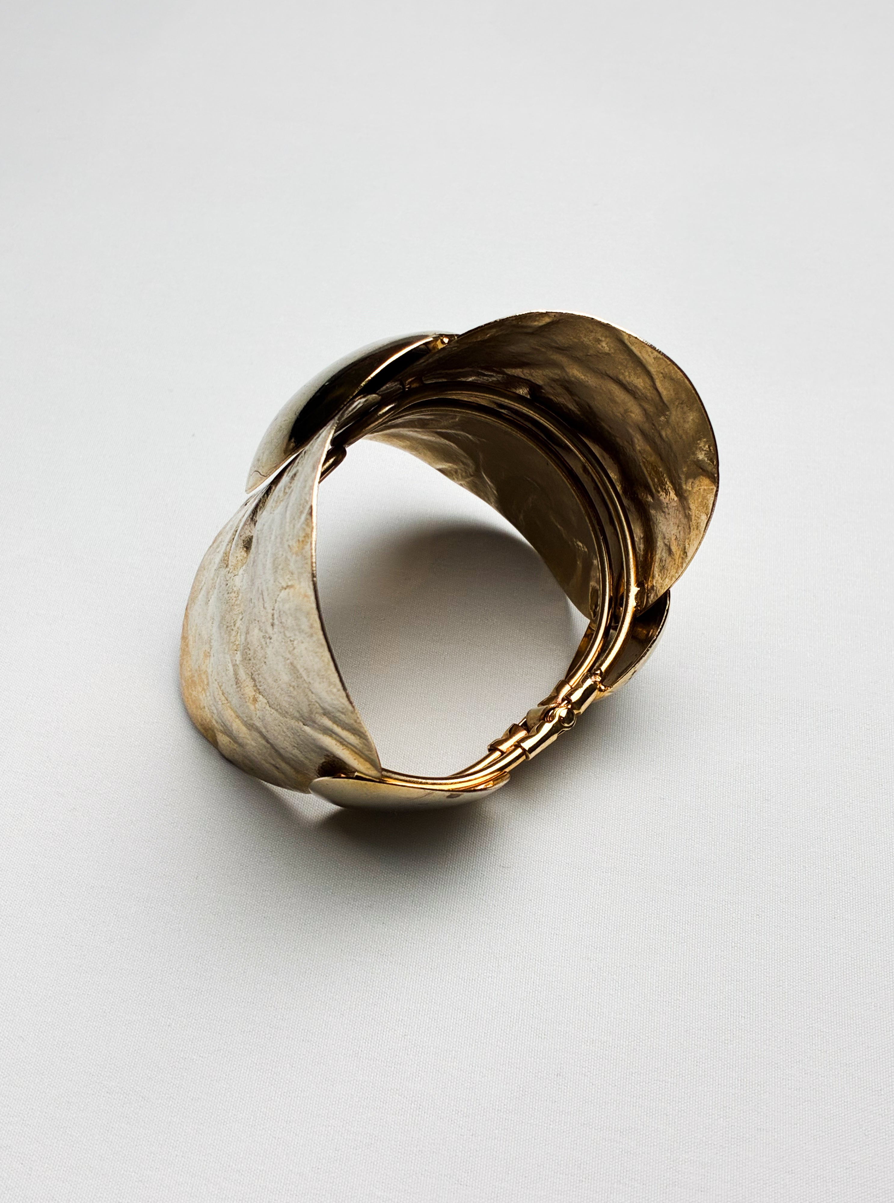 Vintage Gold Hammered Clamper Cuff Bracelet