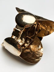 Vintage Gold Hammered Clamper Cuff Bracelet