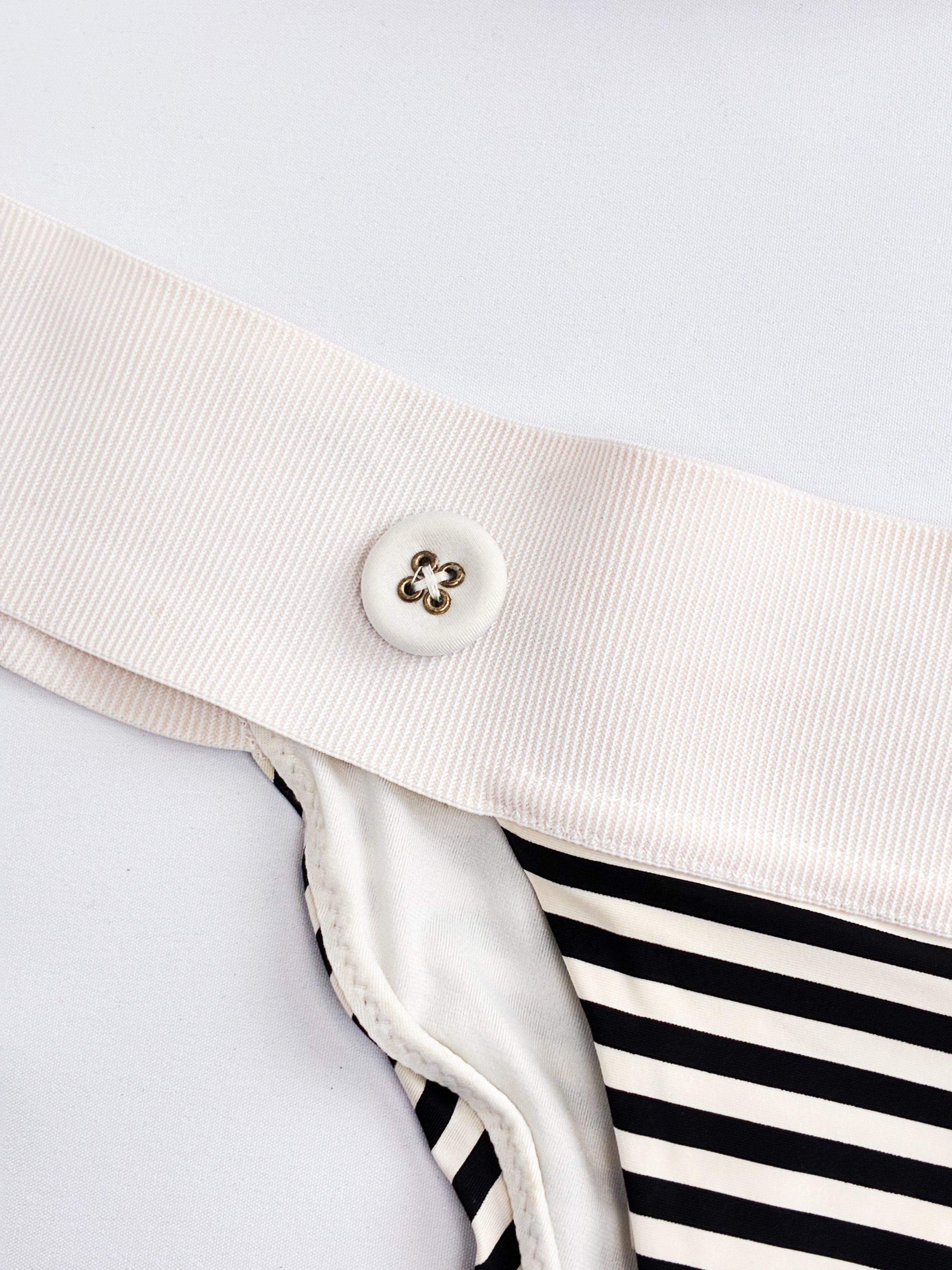 La Perla 2000s Black and Ivory Striped Grosgrain Bandeau Bikini Set - XS