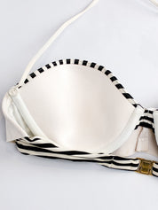 La Perla 2000s Black and Ivory Striped Grosgrain Bandeau Bikini Set - XS