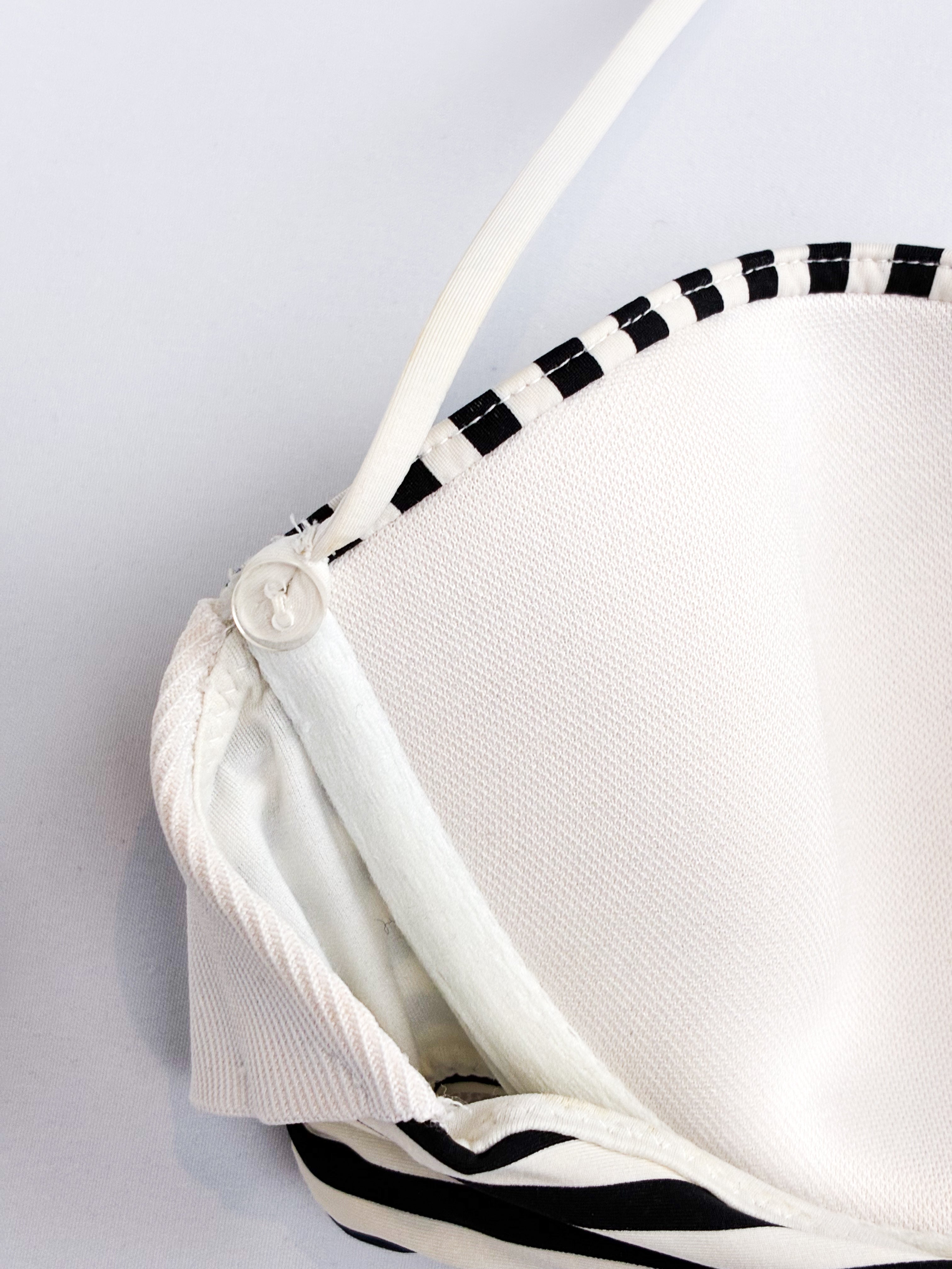 La Perla 2000s Black and Ivory Striped Grosgrain Bandeau Bikini Set - XS