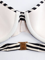 La Perla 2000s Black and Ivory Striped Grosgrain Bandeau Bikini Set - XS