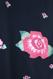 Pinko Tricot 2000s Black Rose Embroidered Fringe Maxi Skirt – M/L