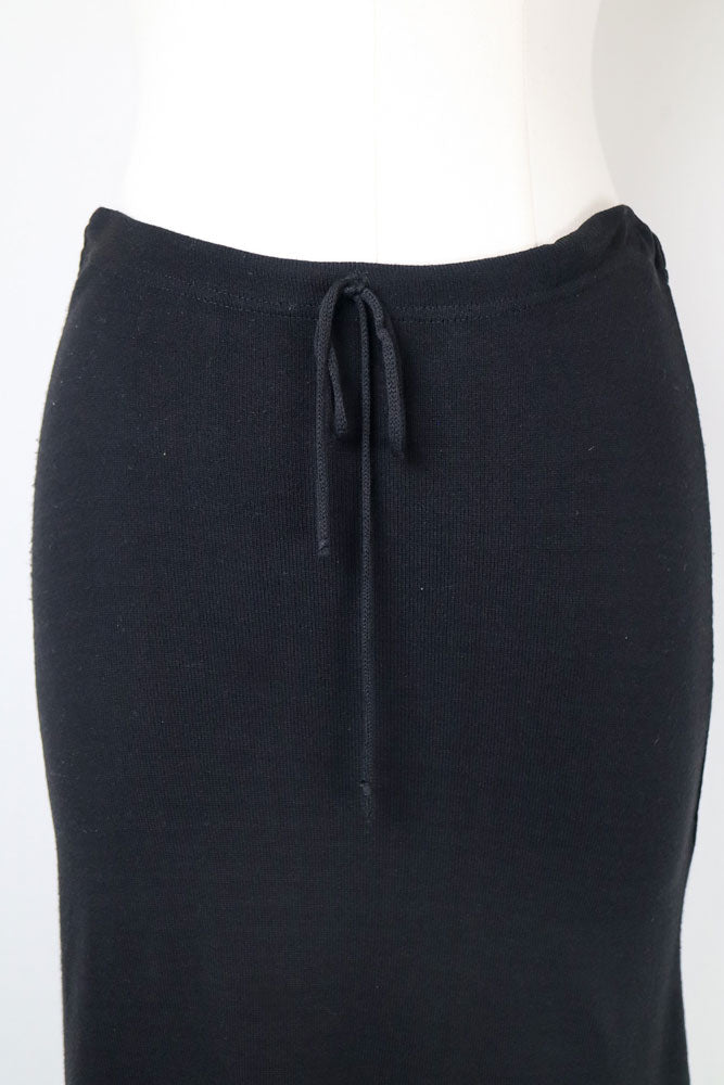 Pinko Tricot 2000s Black Rose Embroidered Fringe Maxi Skirt – M/L