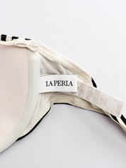 La Perla 2000s Black and Ivory Striped Grosgrain Bandeau Bikini Set - XS