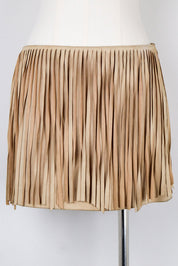 90s Made in Italy Leather Fringe Mini Skirt – S