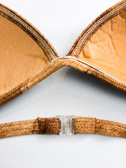 Onades 2000s Brown Faux Suede Patchwork Triangle Bikini Set - XS/S