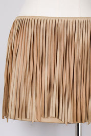 90s Made in Italy Leather Fringe Mini Skirt – S