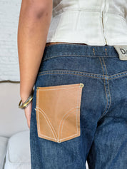 D&G 2001 Dark Wash Plaid Waistband Jeans