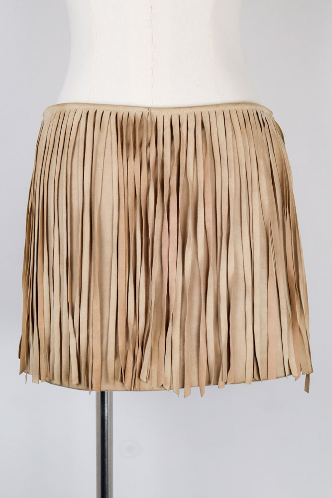 90s Made in Italy Leather Fringe Mini Skirt – S