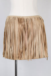 90s Made in Italy Leather Fringe Mini Skirt – S