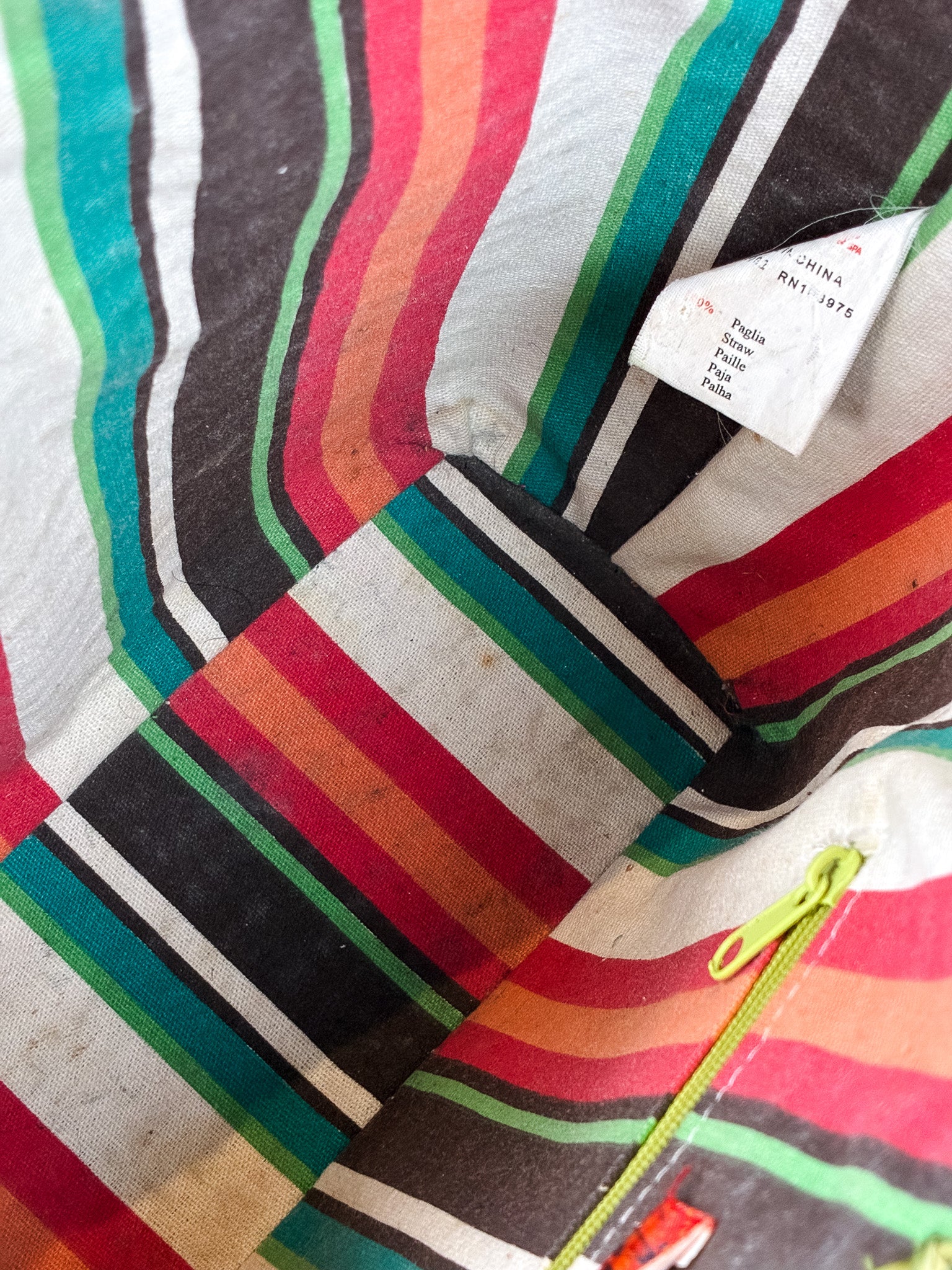 Miss Sixty 2000s Green Straw Wood Handle Tote