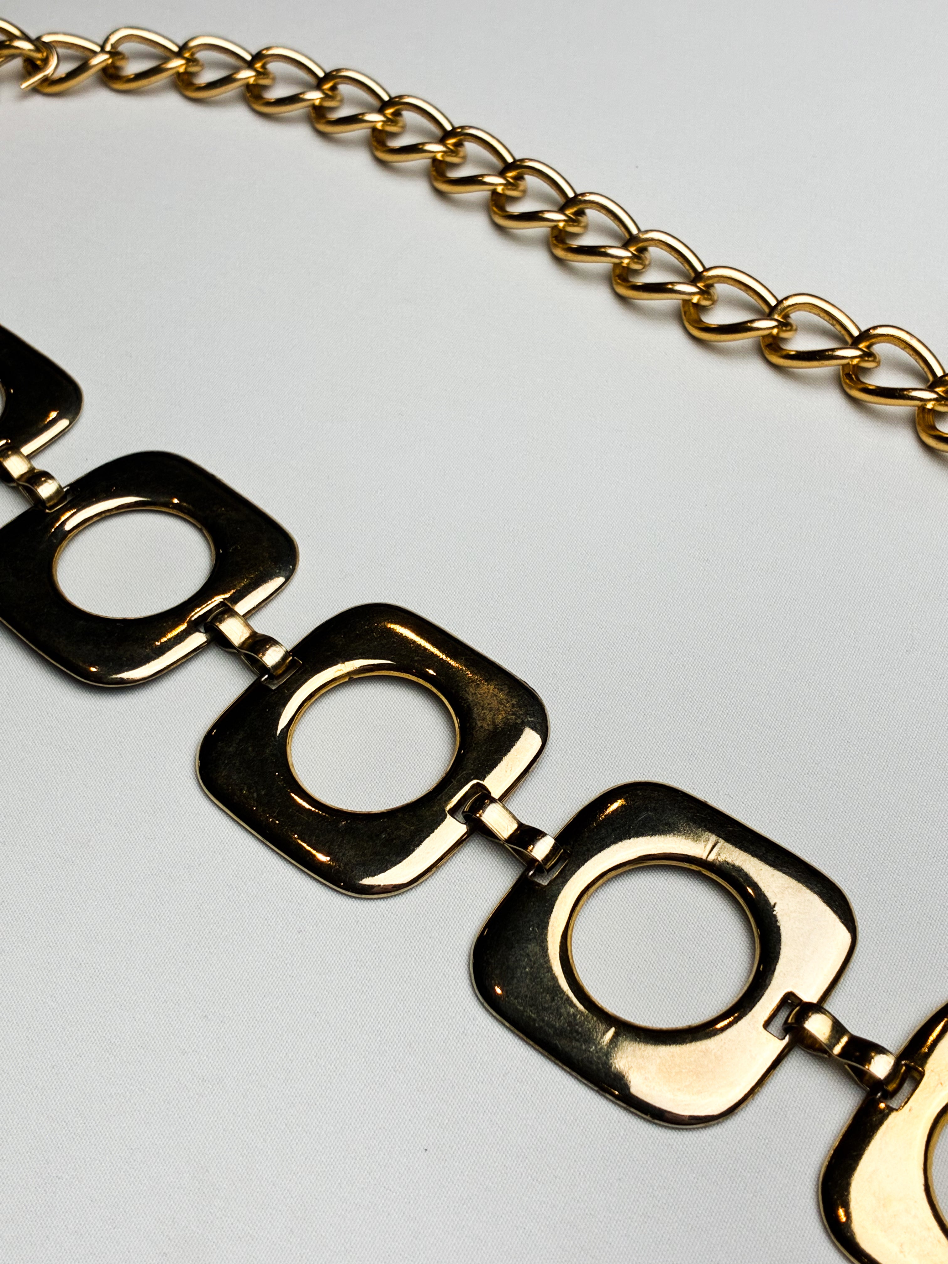 Vintage Gold Square Medallion Chain Belt