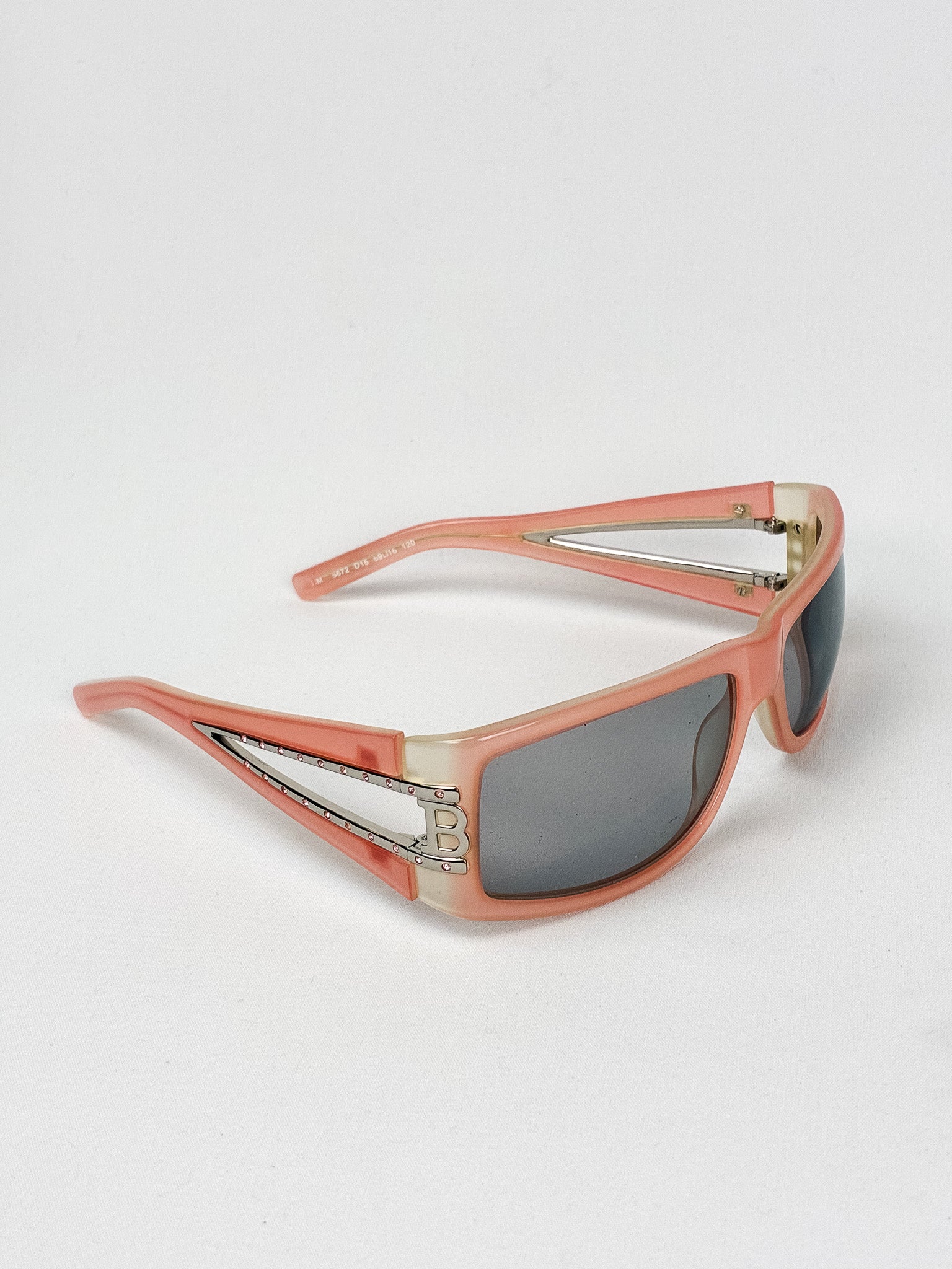 Blumarine 2000s Coral Rhinestone Cutout Sunglasses