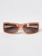 Blumarine 2000s Coral Rhinestone Cutout Sunglasses