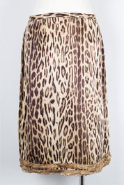Blumarine Leopard Print Midi Skirt – 100% Silk – S