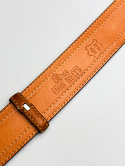 Lion Belts 2000s Tan Leather Belt with Sculptural Silver Buckle