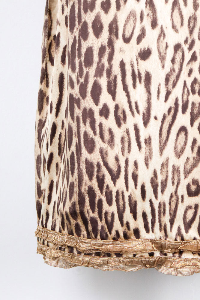 Blumarine Leopard Print Midi Skirt – 100% Silk – S