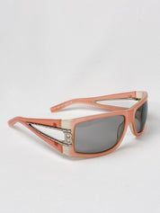Blumarine 2000s Coral Rhinestone Cutout Sunglasses