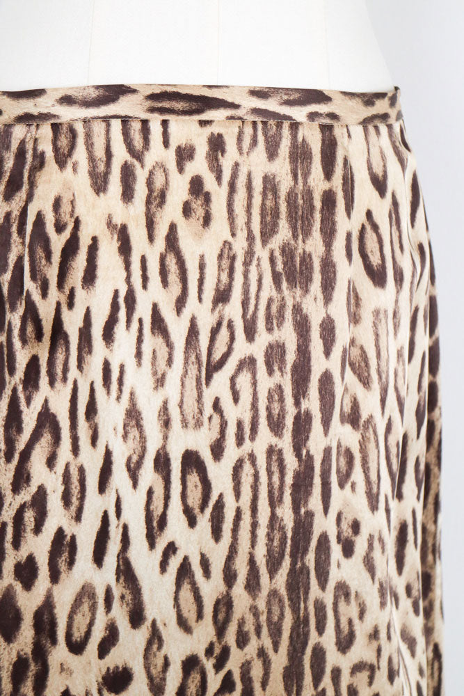 Blumarine Leopard Print Midi Skirt – 100% Silk – S
