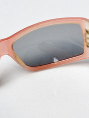 Blumarine 2000s Coral Rhinestone Cutout Sunglasses