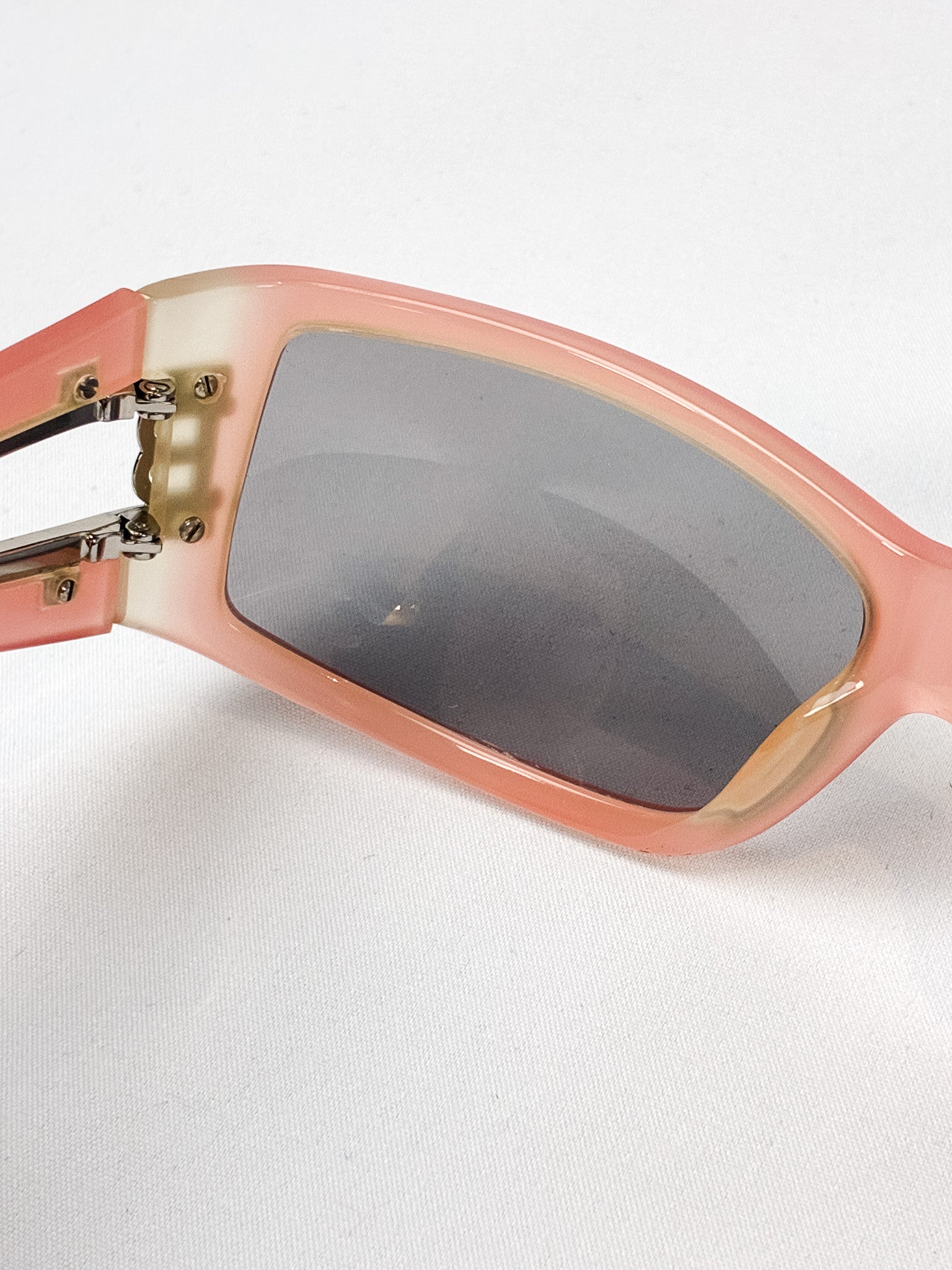Blumarine 2000s Coral Rhinestone Cutout Sunglasses