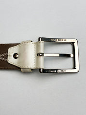 Dania for Andrew's Milano Cream Leather Snakeskin-Trim Belt