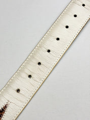 Dania for Andrew's Milano Cream Leather Snakeskin-Trim Belt