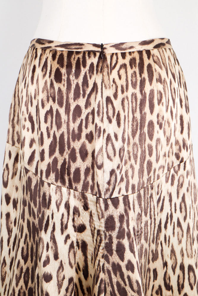 Blumarine Leopard Print Midi Skirt – 100% Silk – S