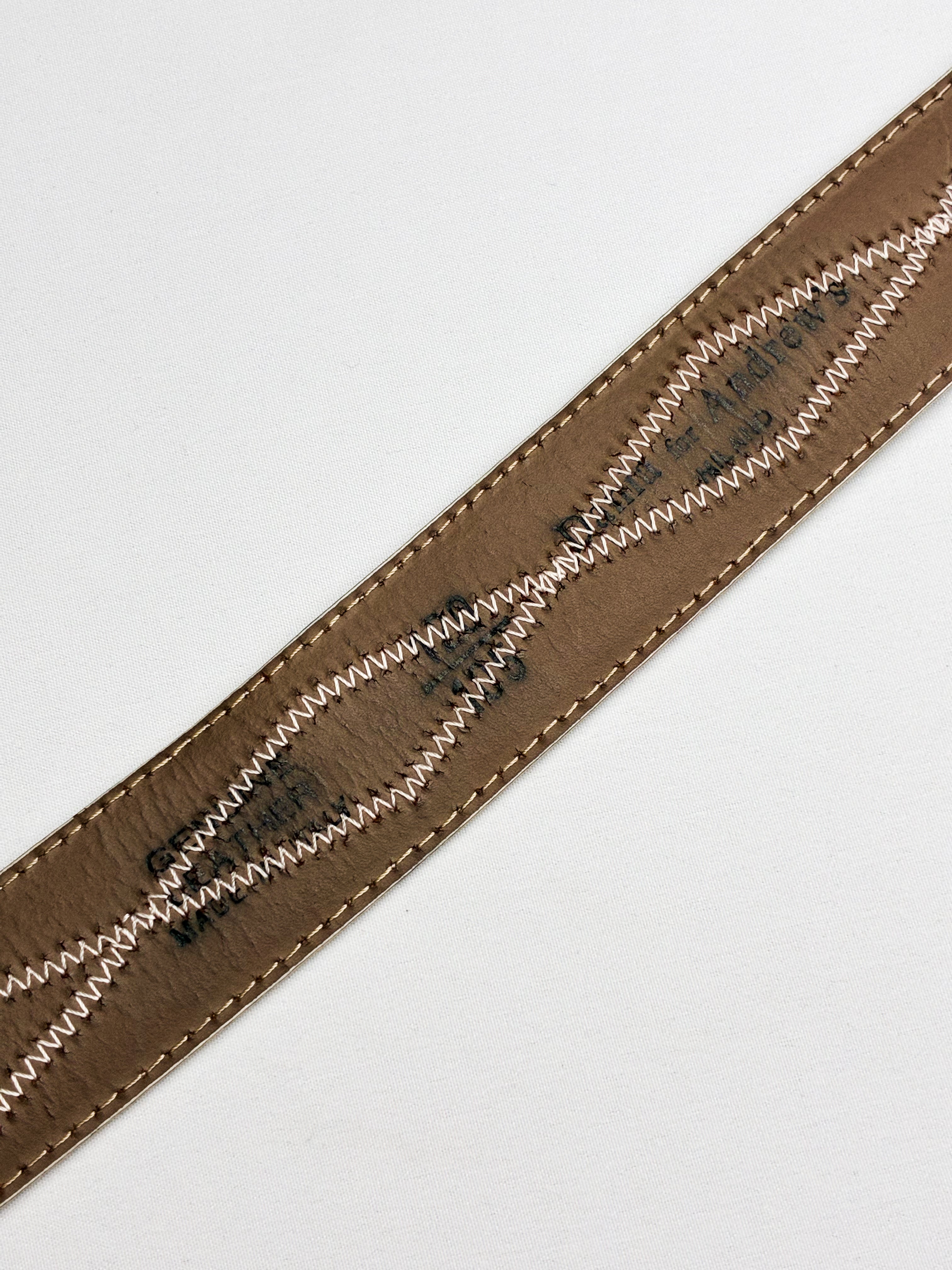 Dania for Andrew's Milano Cream Leather Snakeskin-Trim Belt