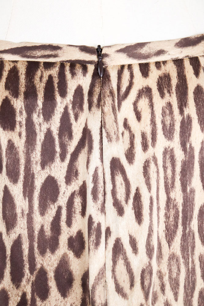 Blumarine Leopard Print Midi Skirt – 100% Silk – S