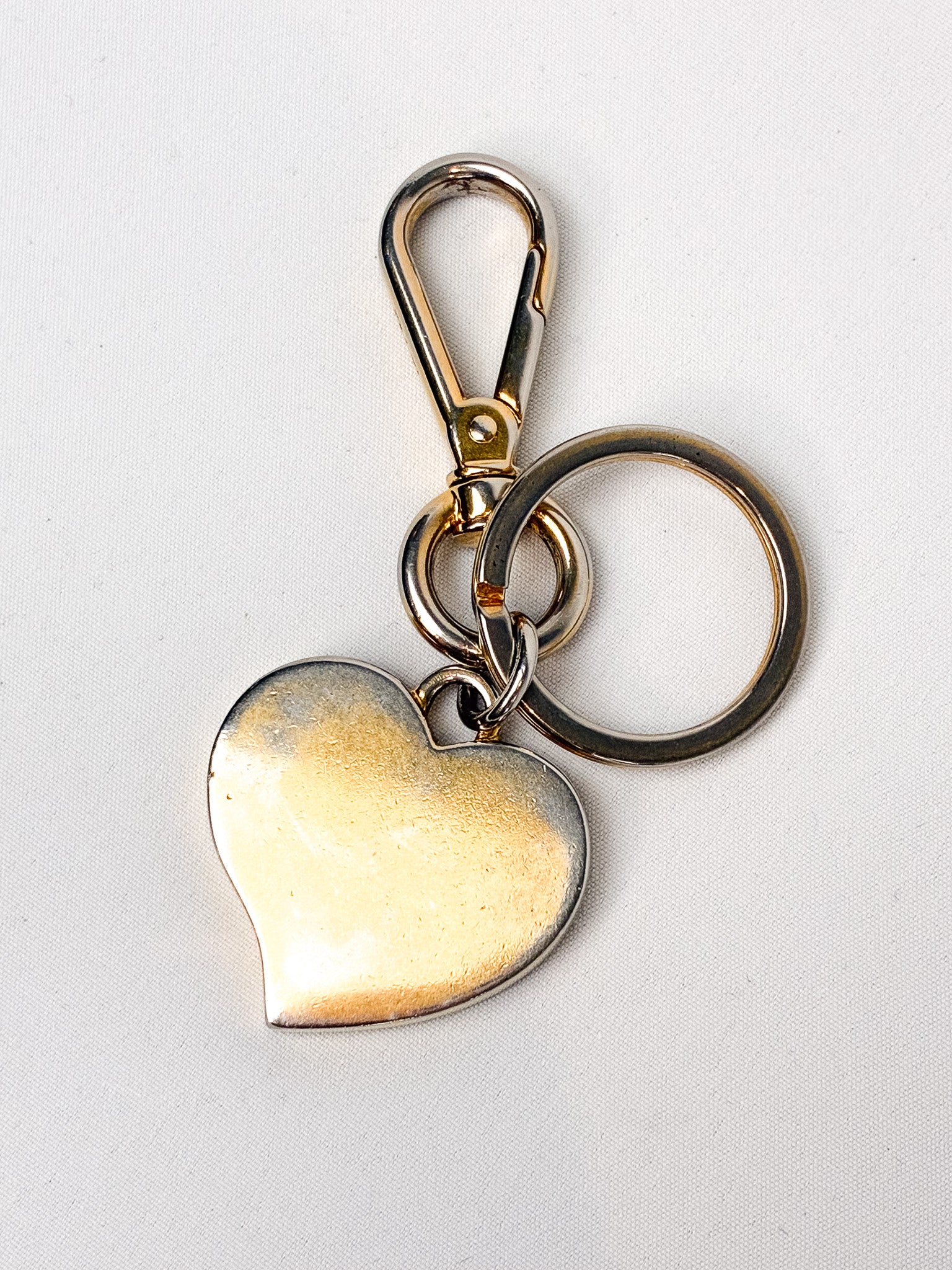 Prada 2000s Navy Enamel Logo Heart Keyring