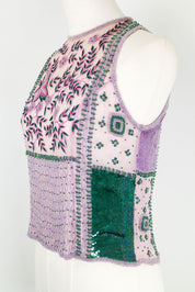 Aftershock 100% SIlk Beaded Purple Top – S