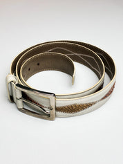 Dania for Andrew's Milano Cream Leather Snakeskin-Trim Belt