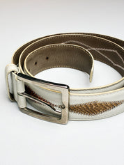Dania for Andrew's Milano Cream Leather Snakeskin-Trim Belt