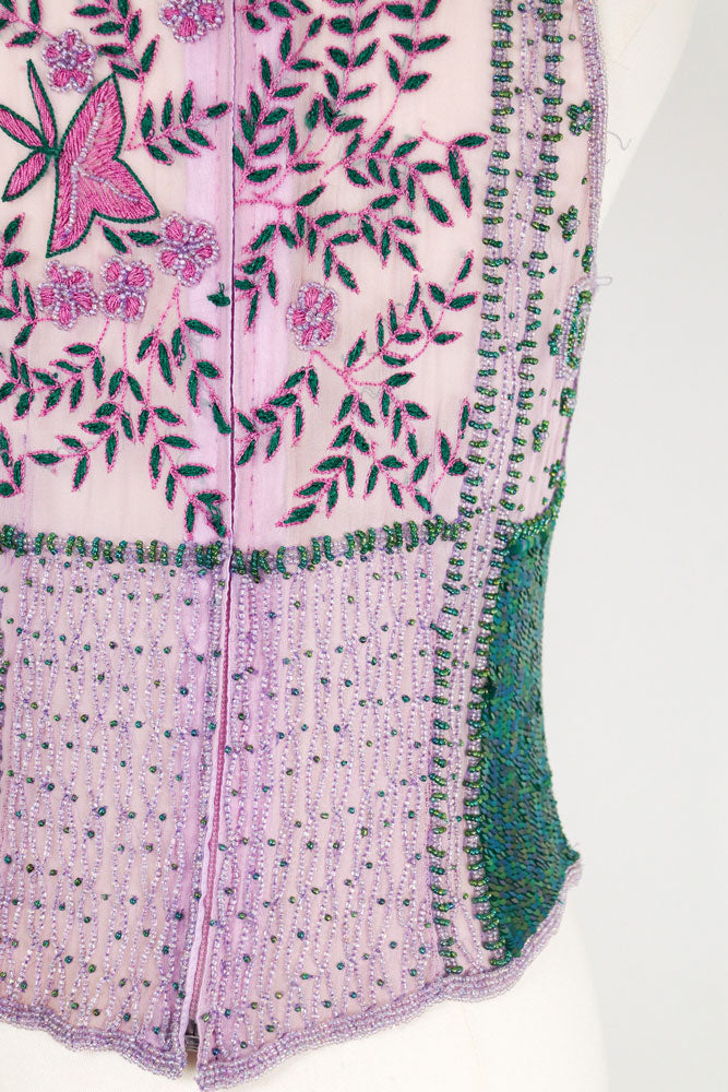 Aftershock 100% SIlk Beaded Purple Top – S