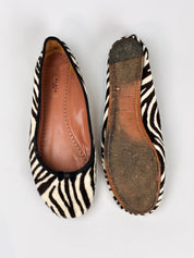 Alaïa Paris 2000s Zebra Print Calf Hair Ballet Flats - EU 39.5 / US 9
