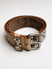 HTC Los Angeles Studded Leather Belt with Crystal Accents - W30-W34