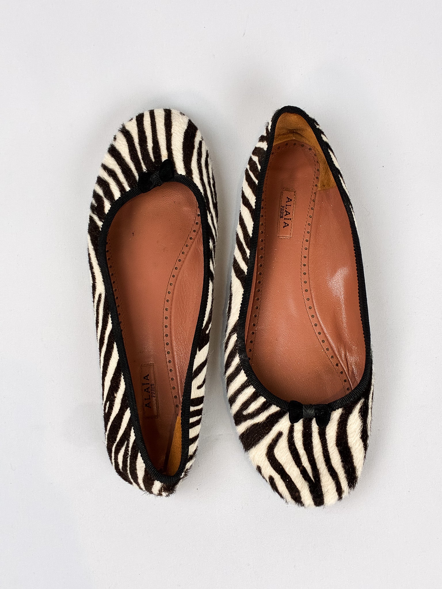 Alaïa Paris 2000s Zebra Print Calf Hair Ballet Flats - EU 39.5 / US 9