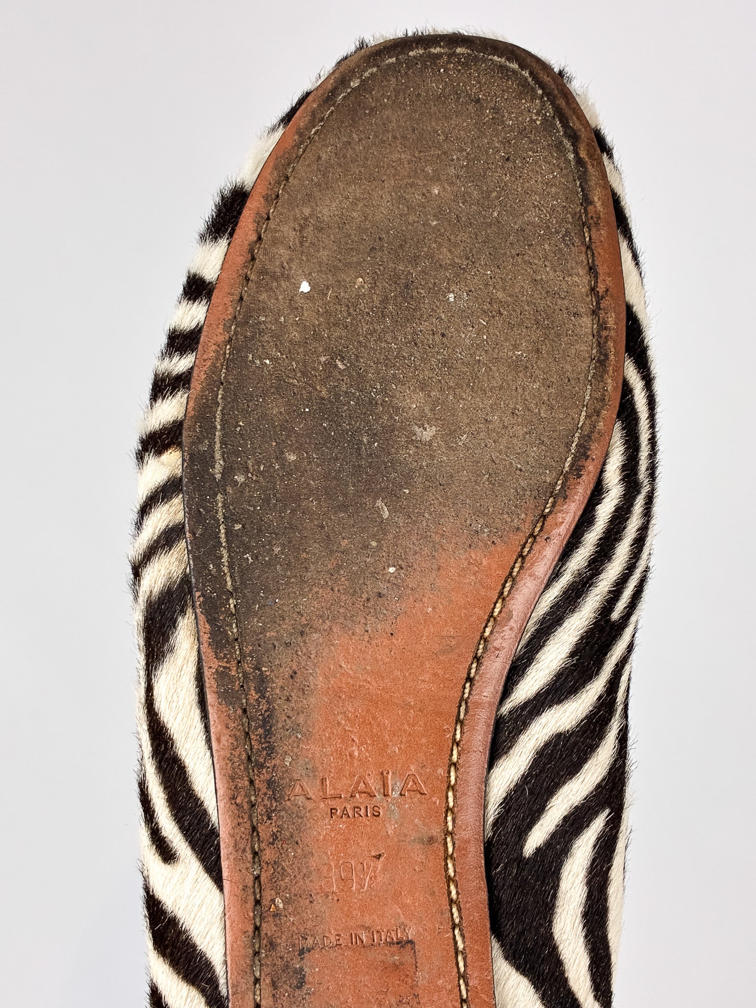 Alaïa Paris 2000s Zebra Print Calf Hair Ballet Flats - EU 39.5 / US 9