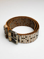 HTC Los Angeles Studded Leather Belt with Crystal Accents - W30-W34