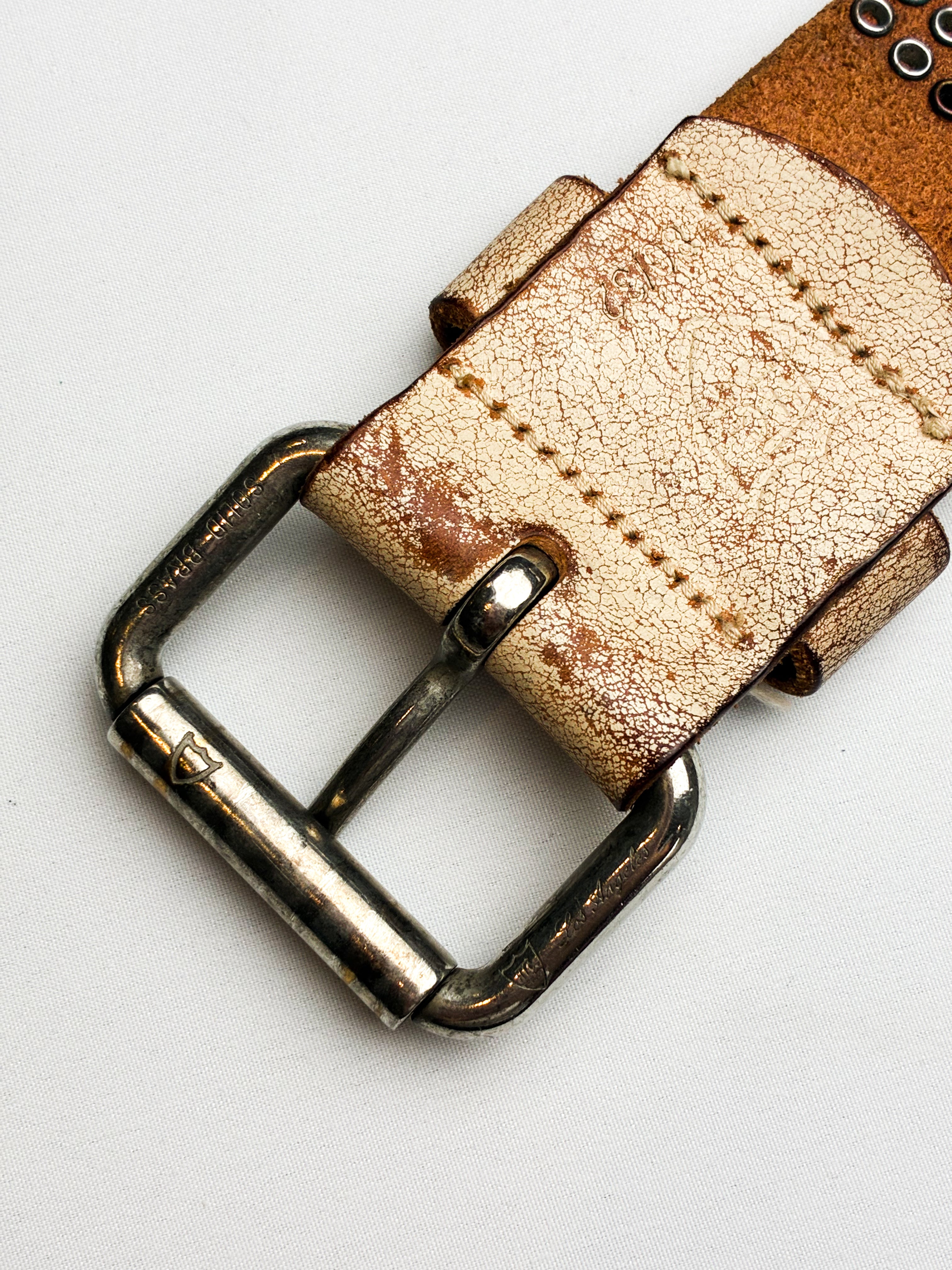 HTC Los Angeles Studded Leather Belt with Crystal Accents - W30-W34