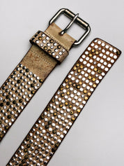 HTC Los Angeles Studded Leather Belt with Crystal Accents - W30-W34